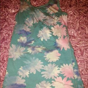 Green and white floral tank top